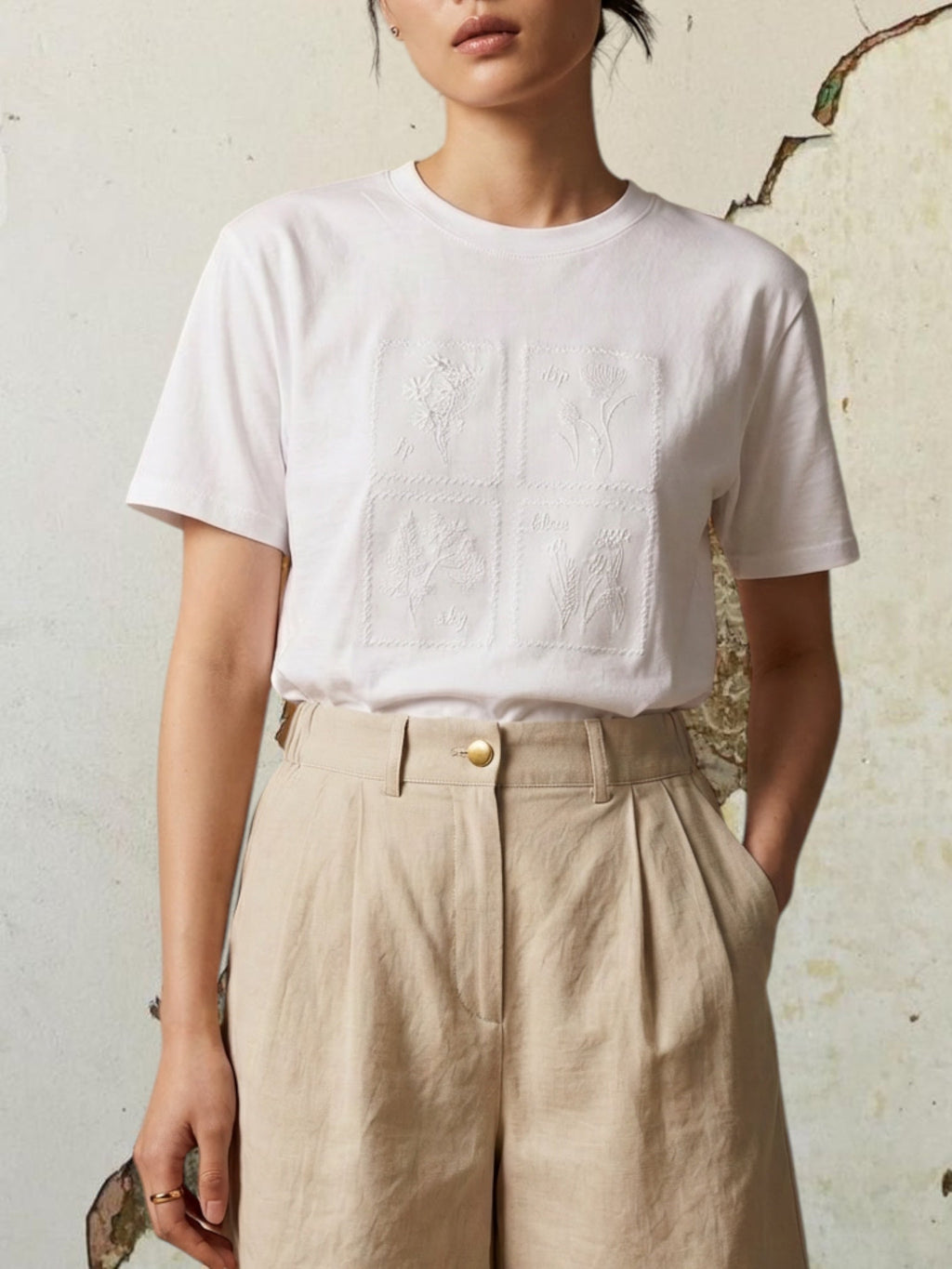 cumin t shirt (white-olive)