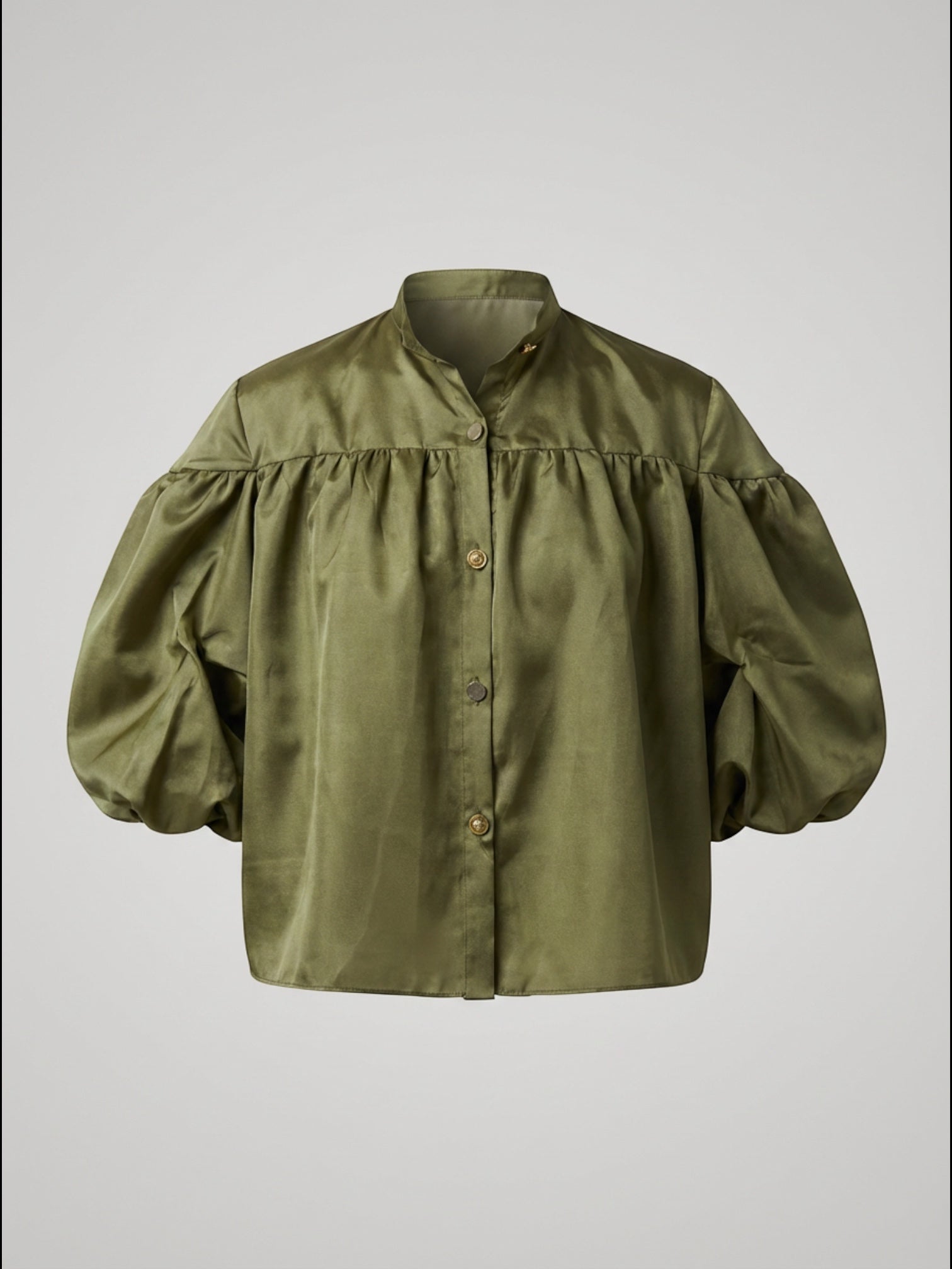 Padma taffeta top (olive, pink)