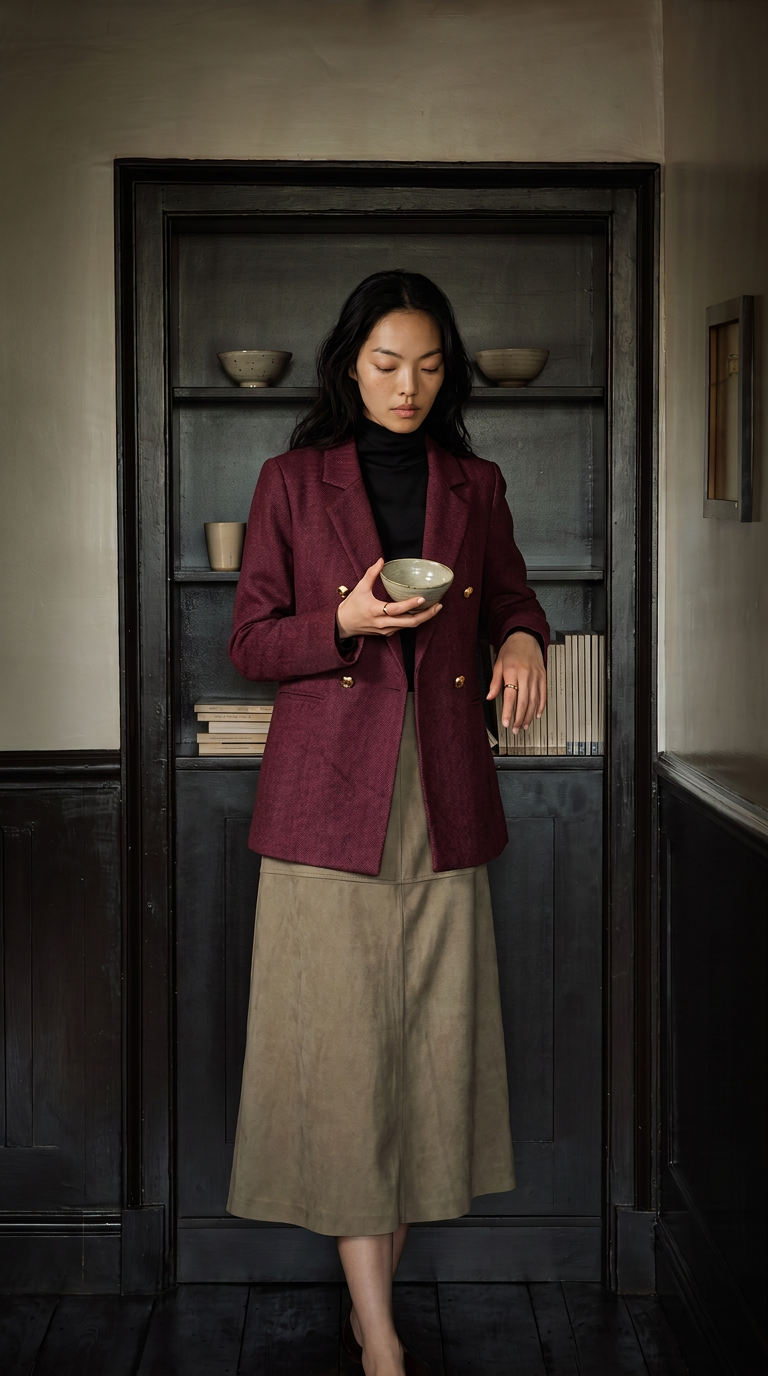 Fű Textile leather skirt